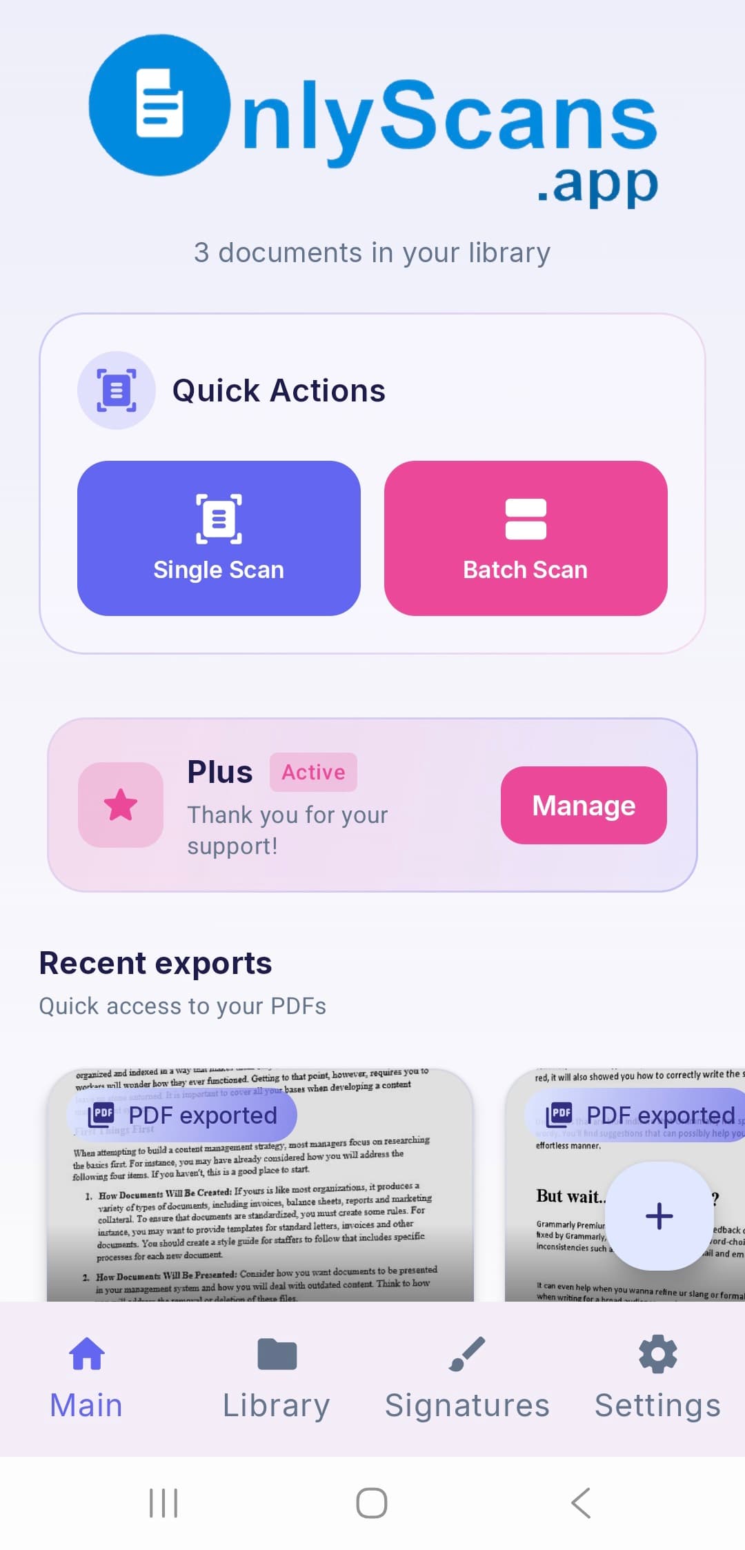 OnlyScans app screenshot